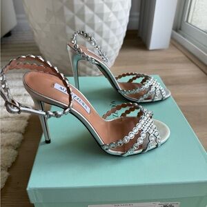 Aquazzura Silver Tequila Women's Sandals 105